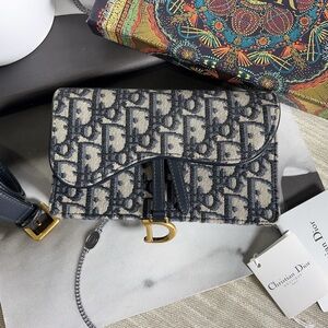 Christian Dior Blue Oblique Saddle Belt Pouch Bag